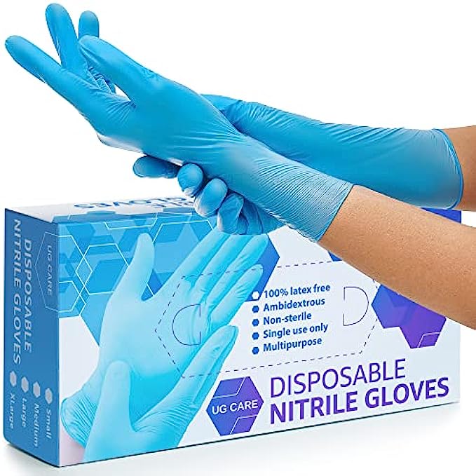 [100 Pcs] Nitrile Gloves - Powder &amp; Latex Free Disposable Exam Gloves - Medical and Food Grade - 3 Mil - Touch Sensitive