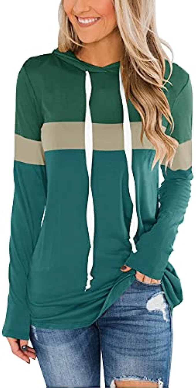 Dbtanjy Women&#039;s Long Sleeve Color Block Tunics Round Neck Tops Casual Loose Elegant Pullover Hoodies Sweatshirts