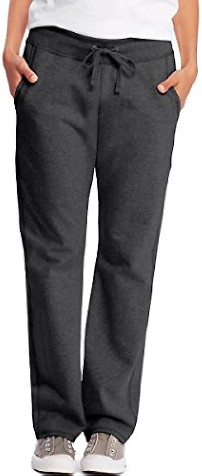 Hanes by Womens French Terry Pocket Pant O4677_Charcoal Heather_2XL