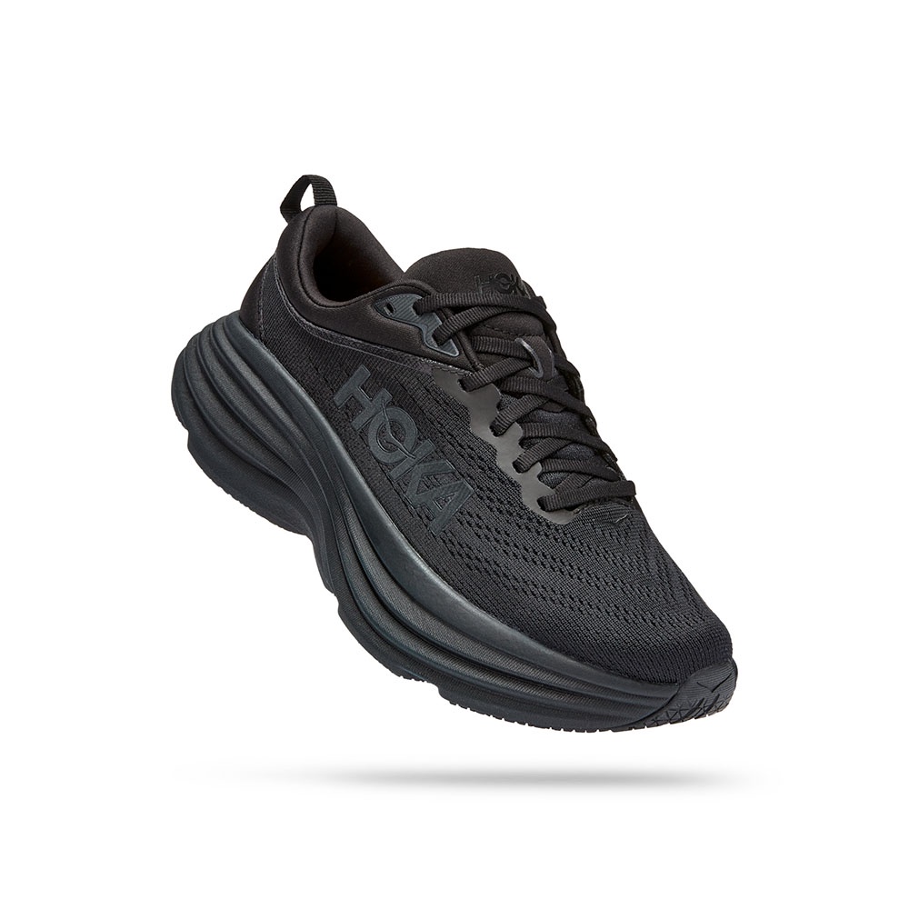 HOKA Women Bondi 8 Wide Running Shoes - Black / Black