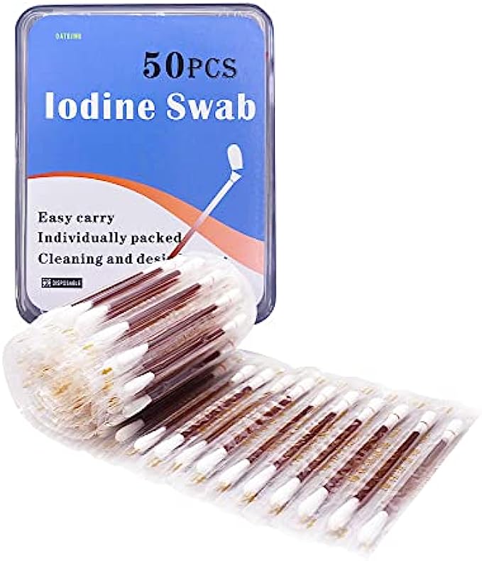 50 Disposable Iodophor Swabs Outdoor Supplies Medical Iodine Individually Packaged Iodine Swabs for Nose Care