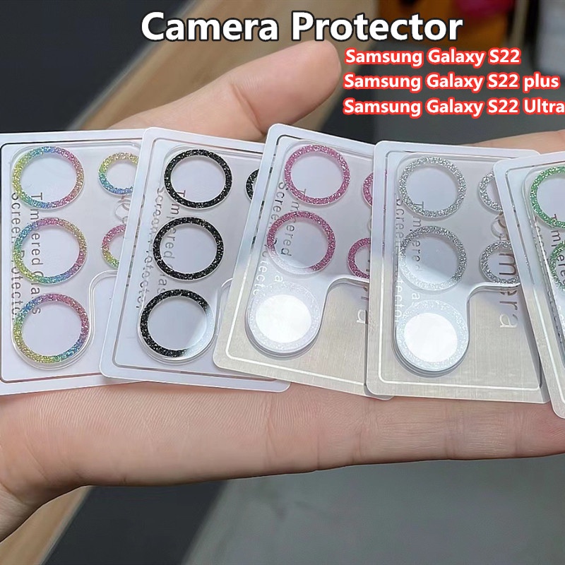 Samsung Galaxy S23 Ultra/S22 Ultra/S22 plus/S22 Camera Lens Protector Tempered Glass Glitter Clear All-inclusive Camera Protector For Samsung S22 Ultra/S22 plus/S22