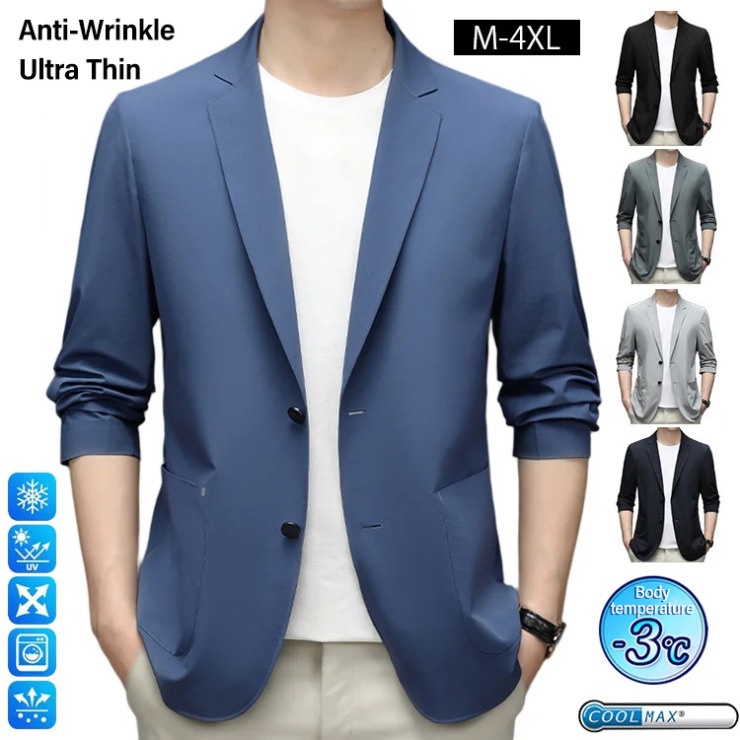 Ultra thin and Comfortable Ice Silk Suit for Men in Summer